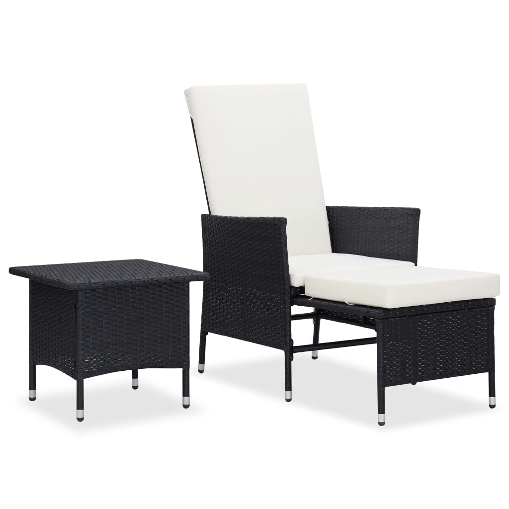 2-tlg. Garten-Lounge-Set mit Auflagen Poly Rattan Schwarz