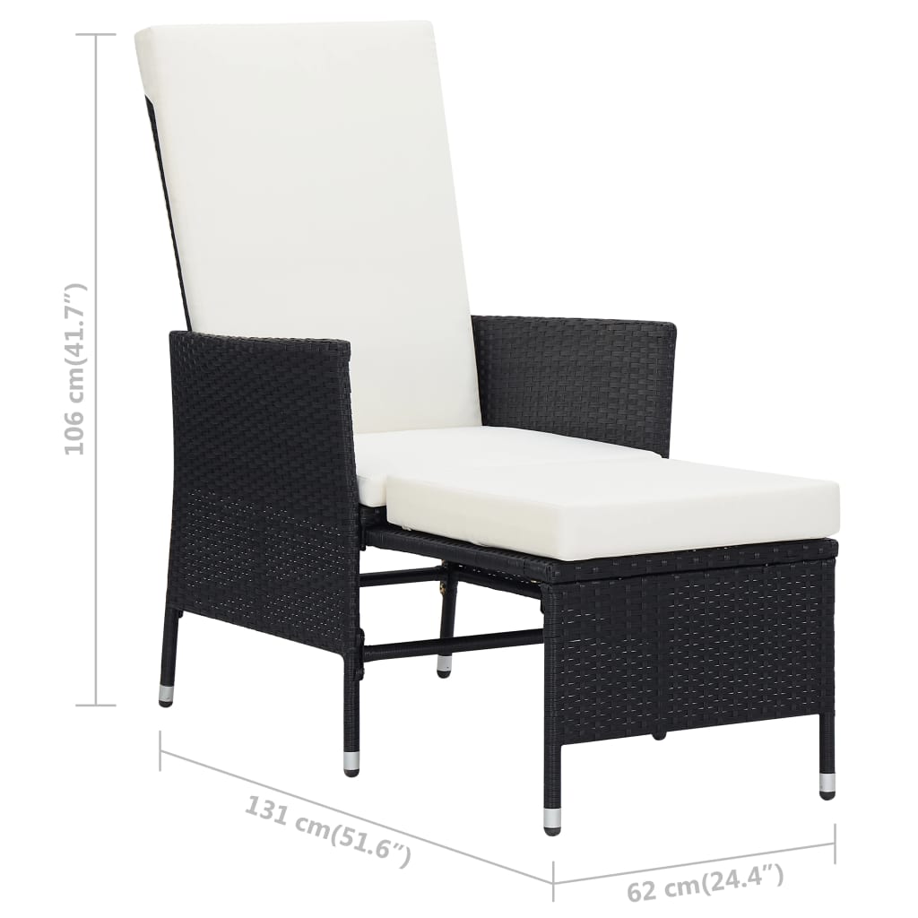 2-tlg. Garten-Lounge-Set mit Auflagen Poly Rattan Schwarz