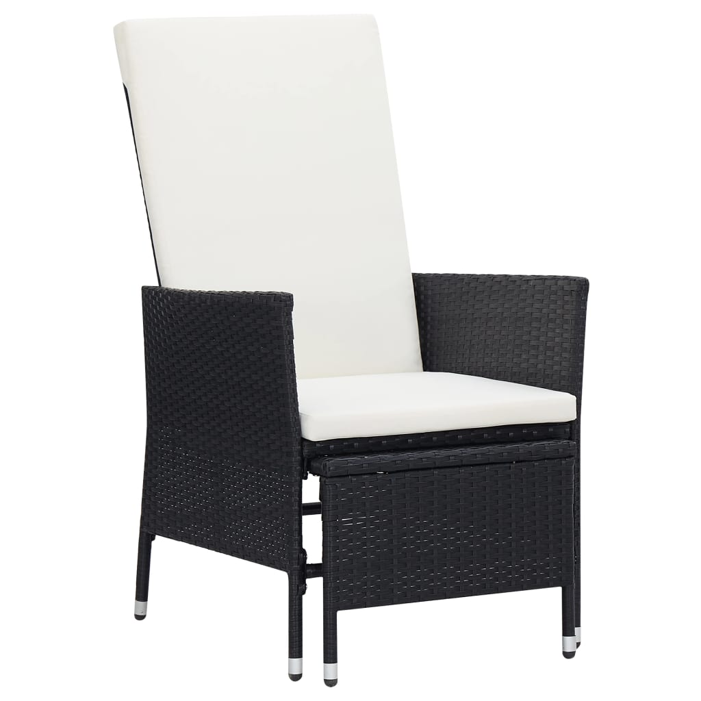 2-tlg. Garten-Lounge-Set mit Auflagen Poly Rattan Schwarz