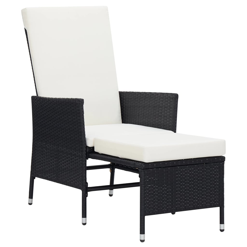 2-tlg. Garten-Lounge-Set mit Auflagen Poly Rattan Schwarz