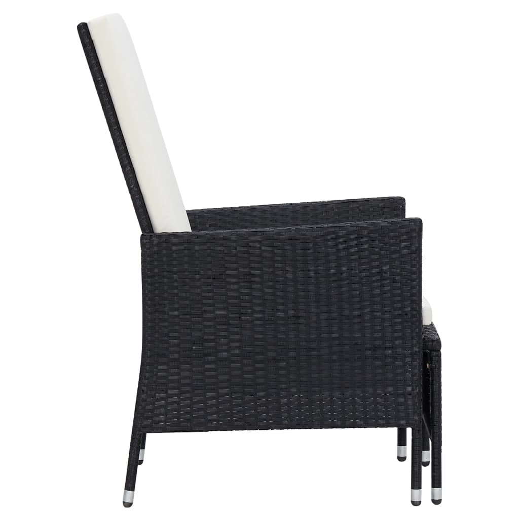 2-tlg. Garten-Lounge-Set mit Auflagen Poly Rattan Schwarz