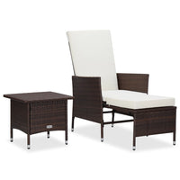 Thumbnail for 2-tlg. Garten-Lounge-Set mit Auflagen Poly Rattan Braun