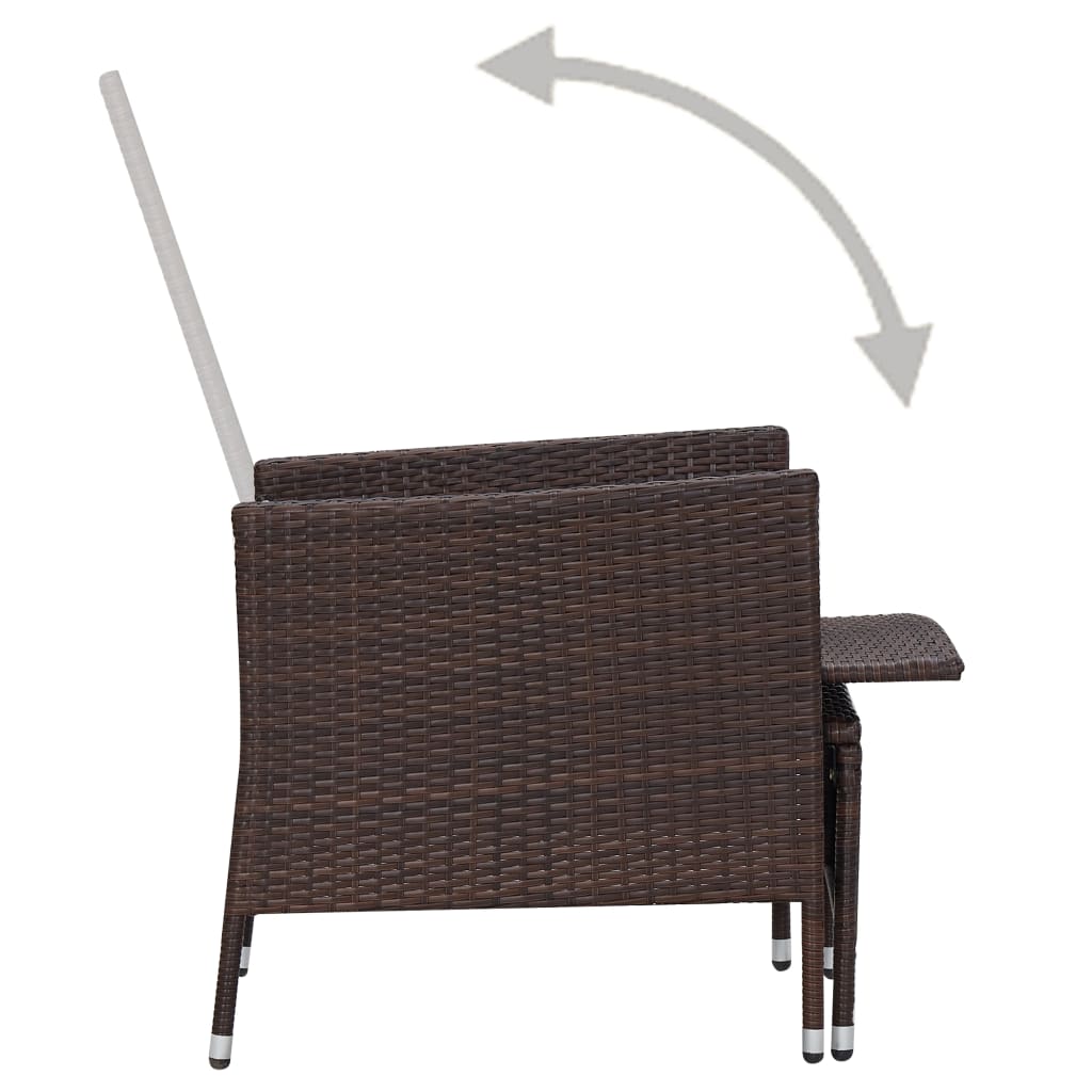 2-tlg. Garten-Lounge-Set mit Auflagen Poly Rattan Braun
