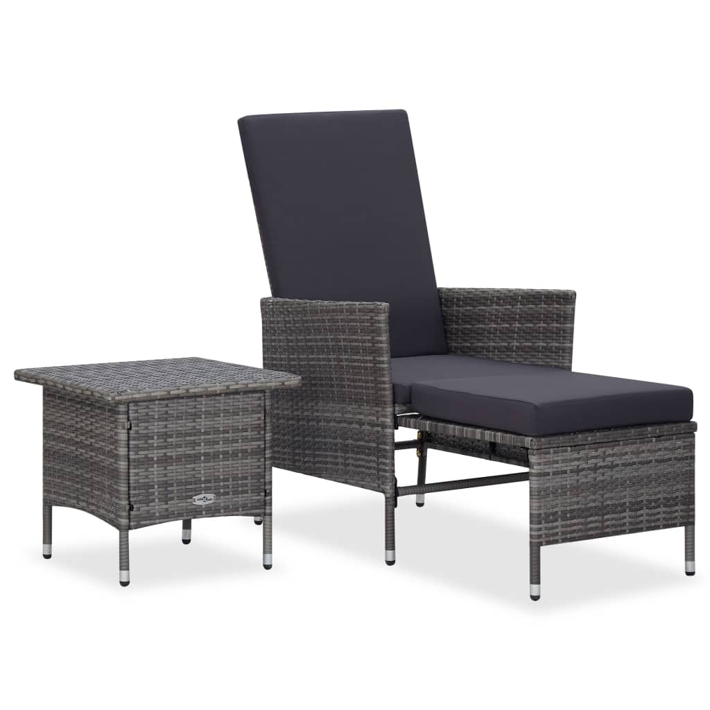 2-tlg. Garten-Lounge-Set mit Auflagen Poly Rattan Grau