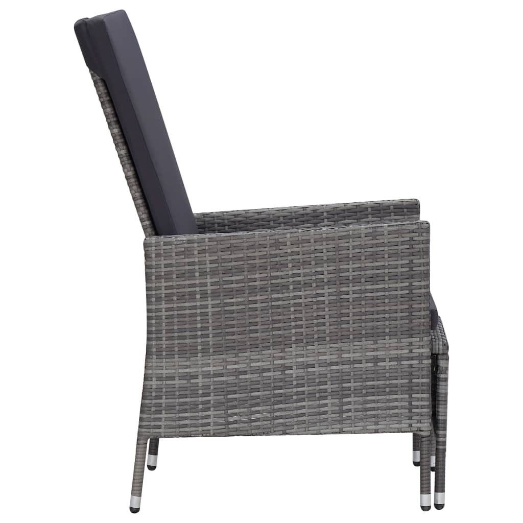 2-tlg. Garten-Lounge-Set mit Auflagen Poly Rattan Grau