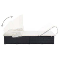 Thumbnail for 2-Personen-Sonnenliege mit Auflage Poly Rattan Schwarz