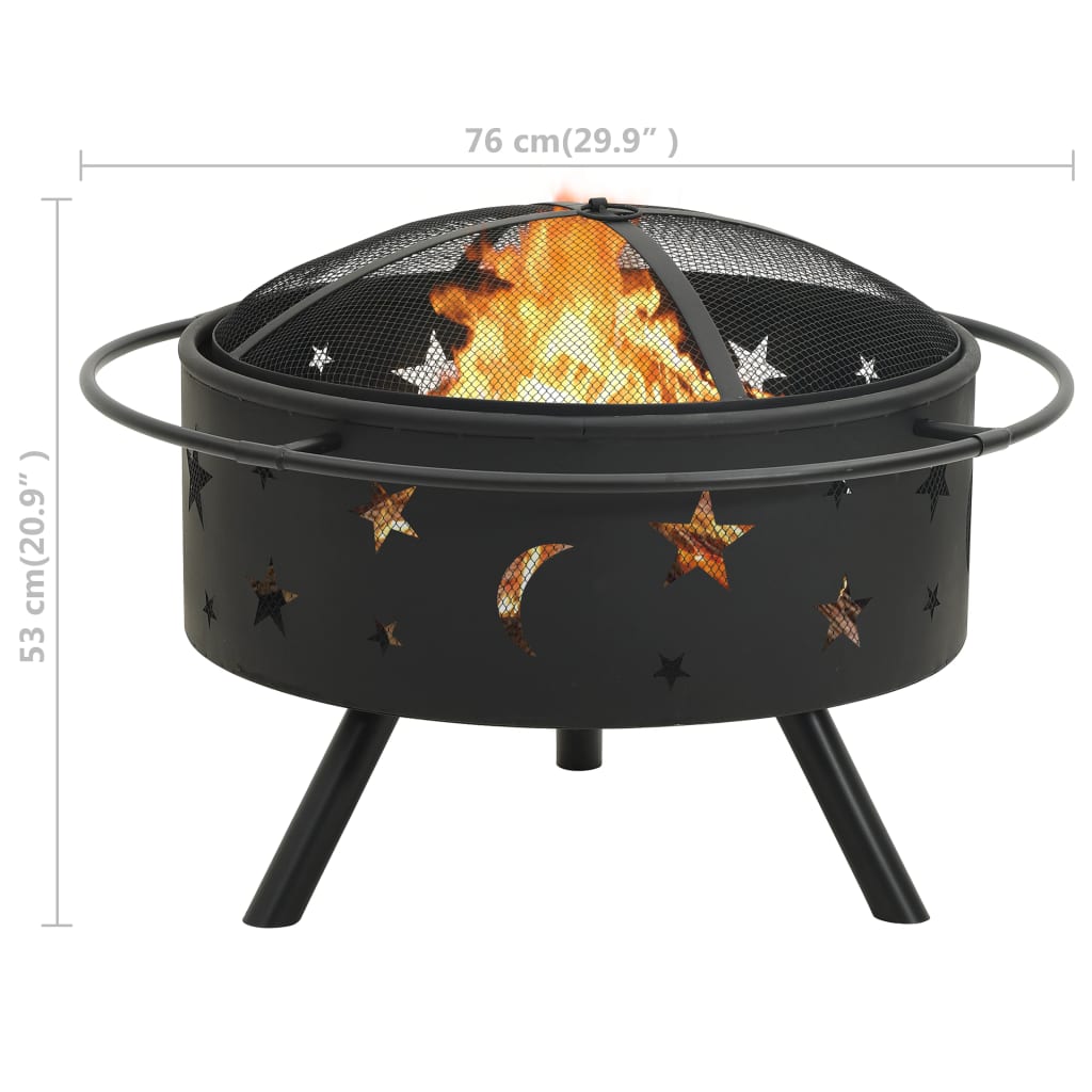 Feuerstelle mit Schürhaken 76 cm XXL Stahl