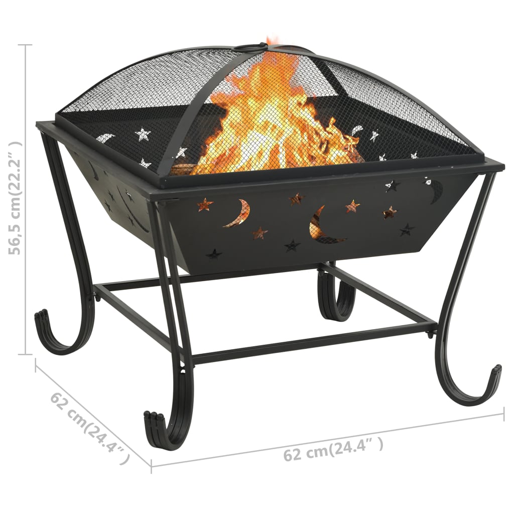 Feuerstelle mit Schürhaken 62 cm XXL Stahl
