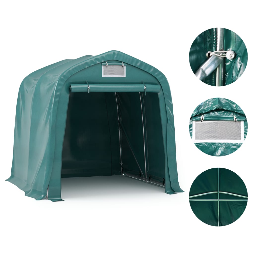 3056431 vidaXL Garage Tent PVC 2,4x2,4 m Green (310024+310025)
