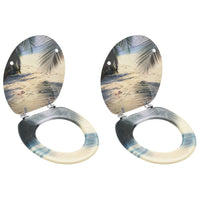 Thumbnail for Toilettensitze mit Deckel 2 Stk. MDF Strand-Design