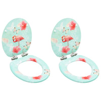 Thumbnail for Toilettensitze Soft-Close-Deckel 2 Stk. MDF Flamingo-Design