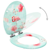 Thumbnail for Toilettensitze Soft-Close-Deckel 2 Stk. MDF Flamingo-Design