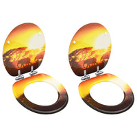 Thumbnail for Toilettensitze mit Soft-Close-Deckel 2 Stk. MDF Savanne-Design