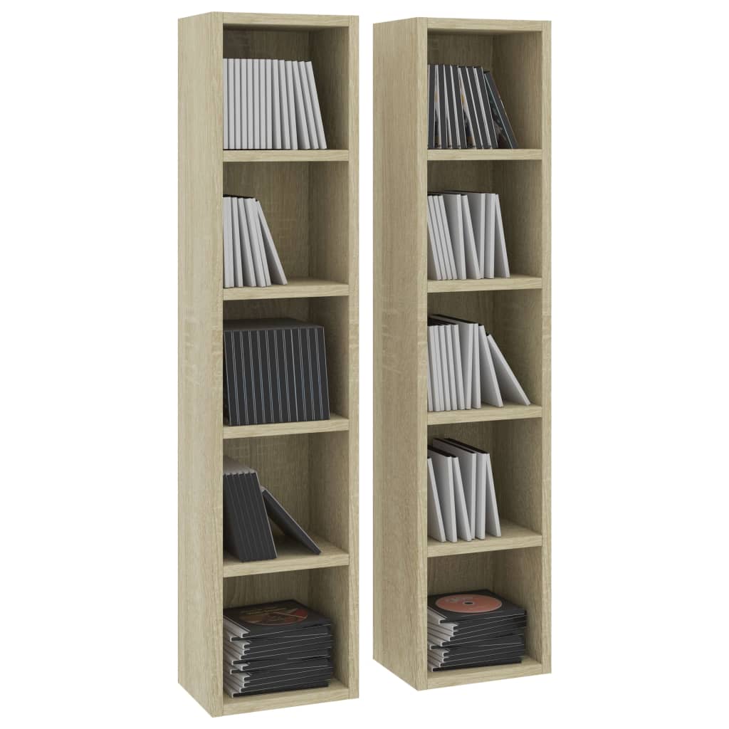 CD-Regale 2 Stk. Sonoma-Eiche 21x16x93,5 cm Holzwerkstoff