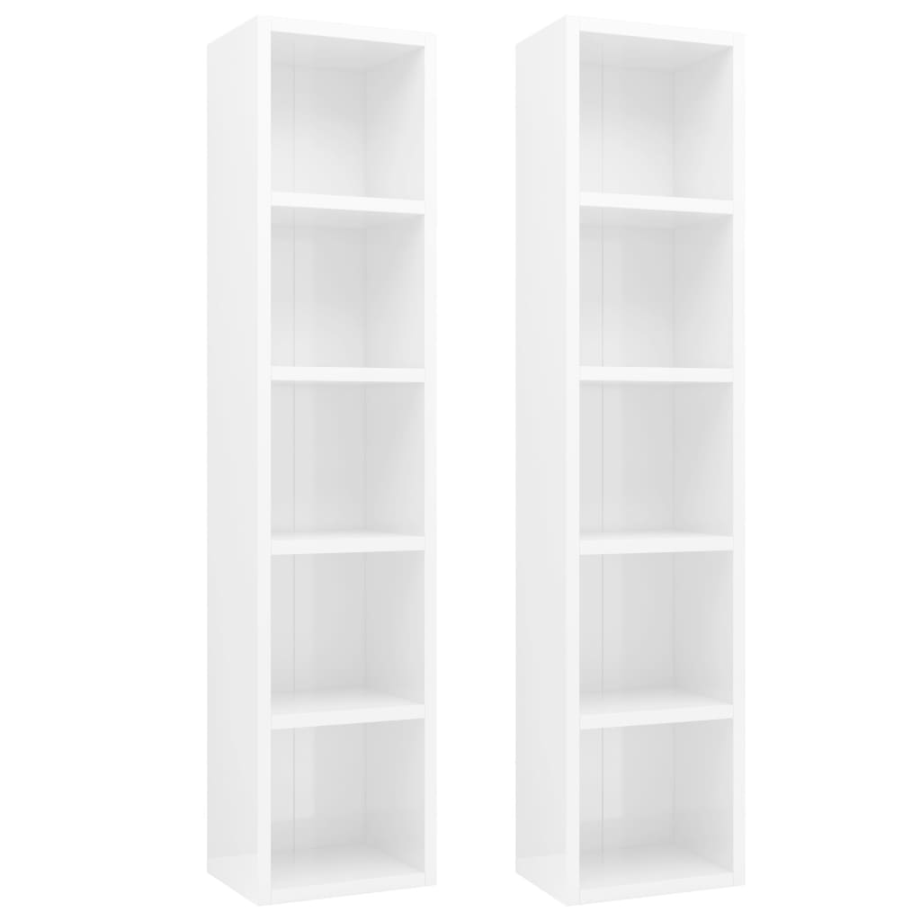 CD-Regale 2 Stk. Hochglanz-Weiß 21x16x93,5 cm Holzwerkstoff