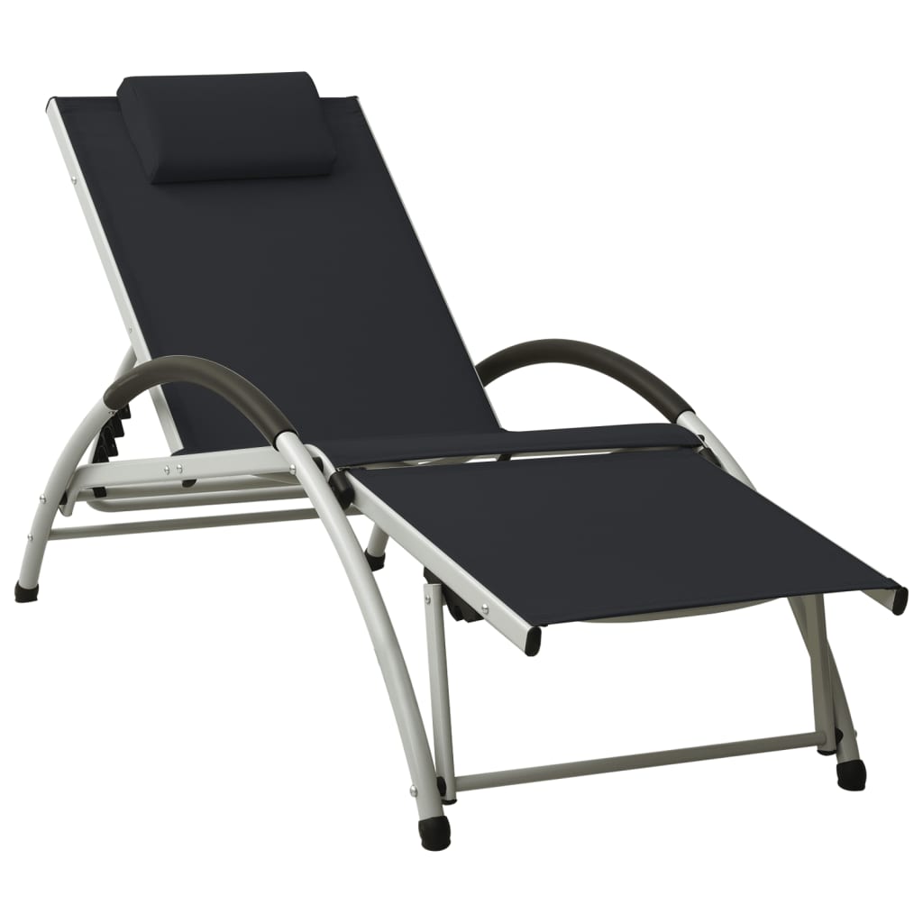 Sonnenliege mit Kissen Textiline Schwarz