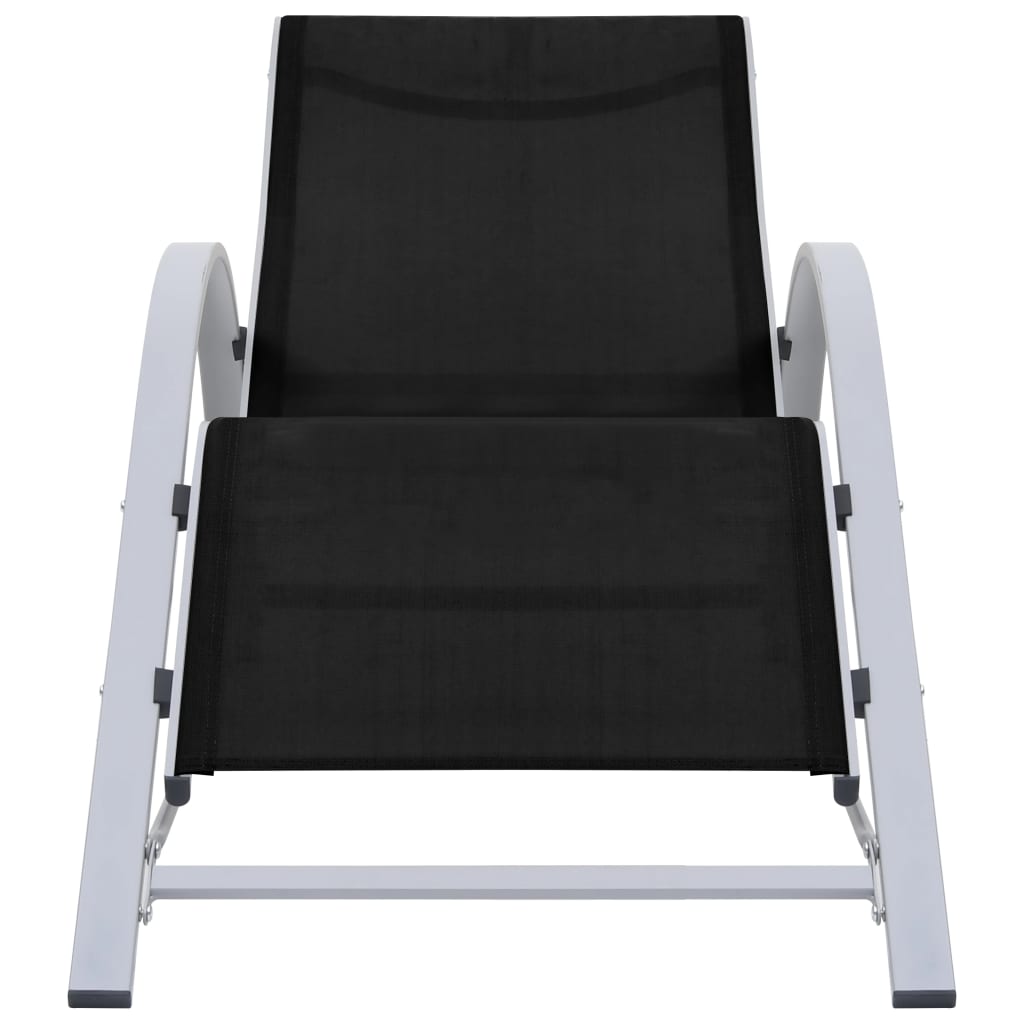 Sonnenliegen 2 Stk. mit Tisch Aluminium Schwarz