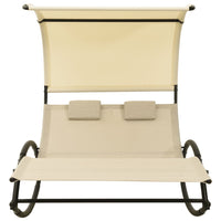 Thumbnail for Doppel-Sonnenliege mit Sonnendach Textilene Creme