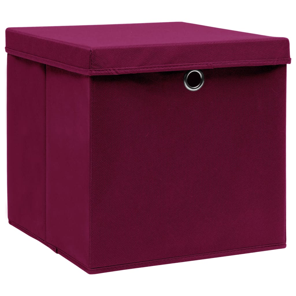 Aufbewahrungsboxen mit Deckeln 10 Stk. 28x28x28 cm Dunkelrot
