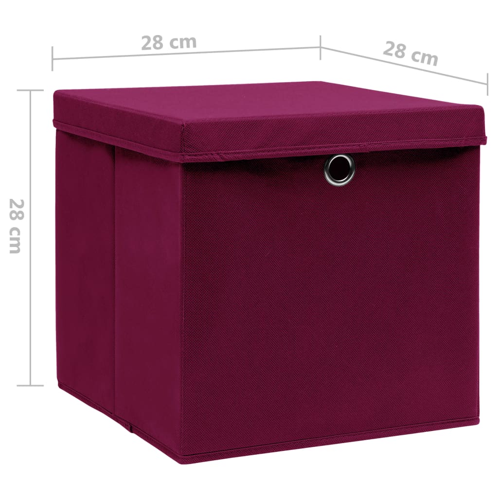 Aufbewahrungsboxen mit Deckeln 10 Stk. 28x28x28 cm Dunkelrot