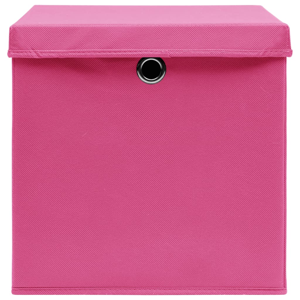 Aufbewahrungsboxen mit Deckeln 10 Stk. 28x28x28 cm Rosa