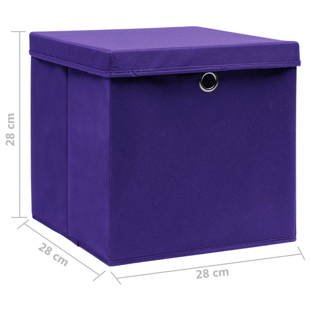 Aufbewahrungsboxen mit Deckeln 10 Stk. 28x28x28 cm Lila