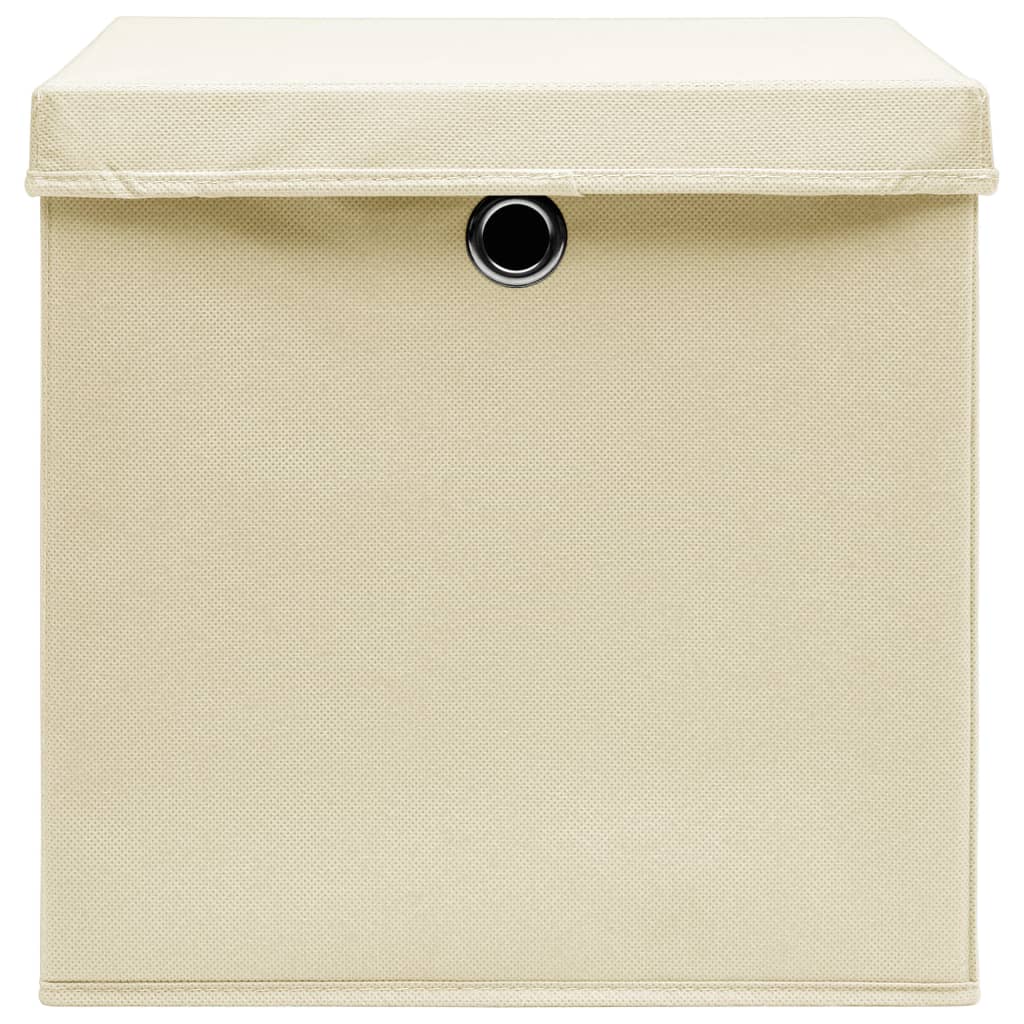 Aufbewahrungsboxen mit Deckeln 10 Stk. 28x28x28 cm Creme