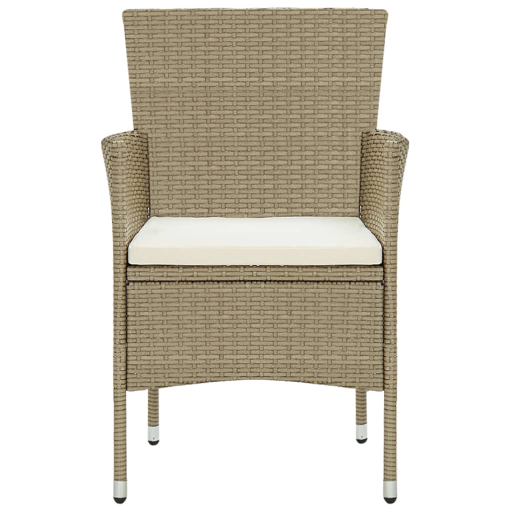 Garten-Essstühle 2 Stk. Poly Rattan Beige