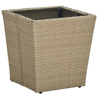 Thumbnail for Beistelltisch Beige 41,5x41,5x44 cm Poly Rattan und Hartglas
