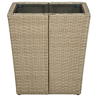 Thumbnail for Beistelltisch Beige 41,5x41,5x44 cm Poly Rattan und Hartglas