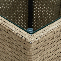 Thumbnail for Beistelltisch Beige 41,5x41,5x44 cm Poly Rattan und Hartglas