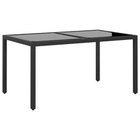 Thumbnail for Gartentisch 150x90x75 cm Hartglas und Poly Rattan Schwarz