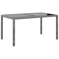 Thumbnail for Gartentisch 150x90x75 cm Hartglas und Poly Rattan Grau