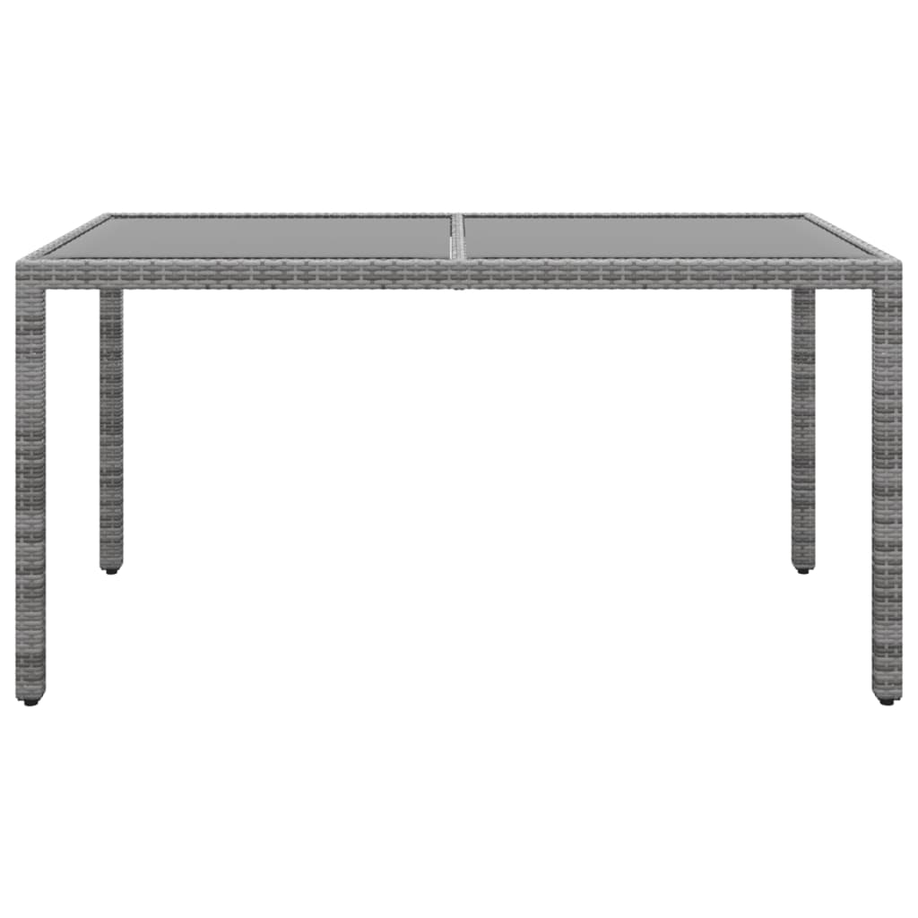 Gartentisch 150x90x75 cm Hartglas und Poly Rattan Grau