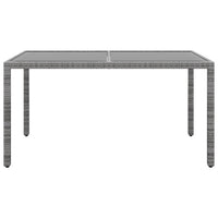 Thumbnail for Gartentisch 150x90x75 cm Hartglas und Poly Rattan Grau