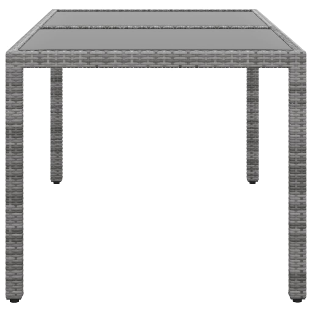Gartentisch 150x90x75 cm Hartglas und Poly Rattan Grau