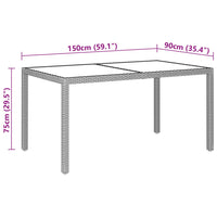 Thumbnail for Gartentisch 150x90x75 cm Hartglas und Poly Rattan Grau