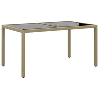 Thumbnail for Gartentisch 150x90x75 cm Hartglas und Poly Rattan Beige