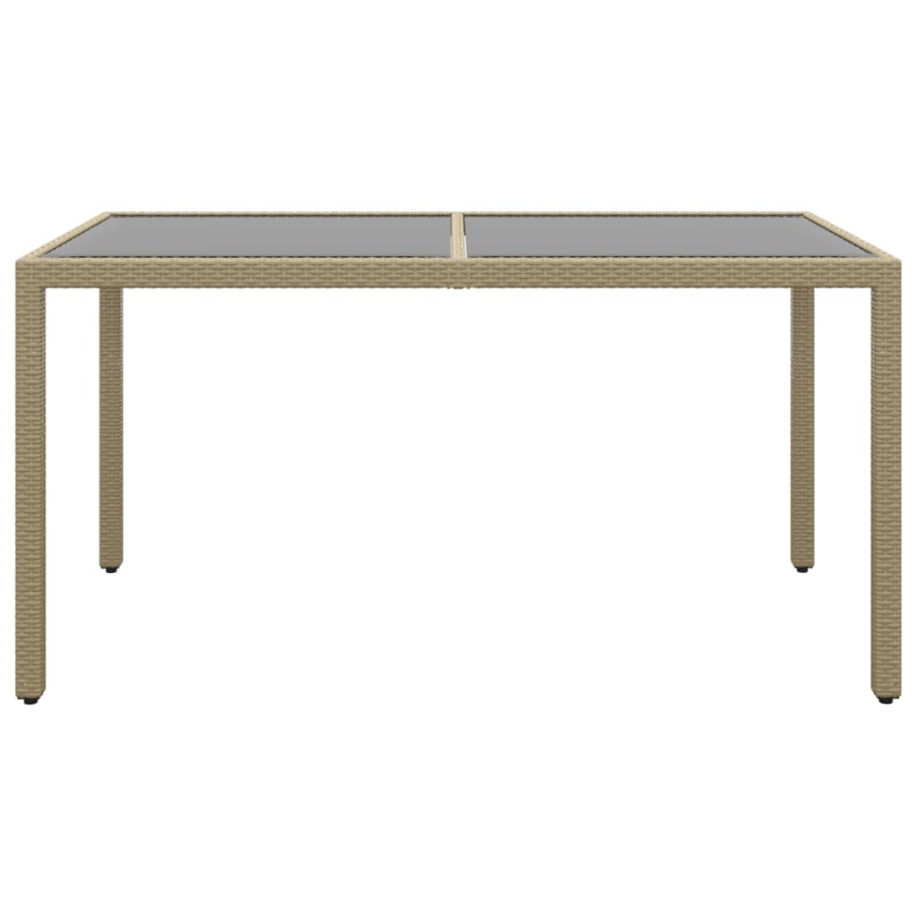 Gartentisch 150x90x75 cm Hartglas und Poly Rattan Beige