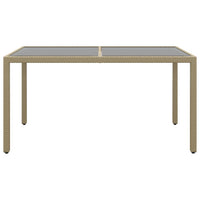 Thumbnail for Gartentisch 150x90x75 cm Hartglas und Poly Rattan Beige