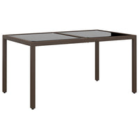 Thumbnail for Gartentisch 150x90x75 cm Hartglas und Poly Rattan Braun