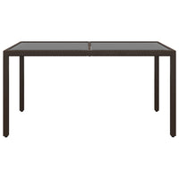 Thumbnail for Gartentisch 150x90x75 cm Hartglas und Poly Rattan Braun