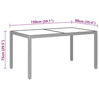 Thumbnail for Gartentisch 150x90x75 cm Hartglas und Poly Rattan Braun