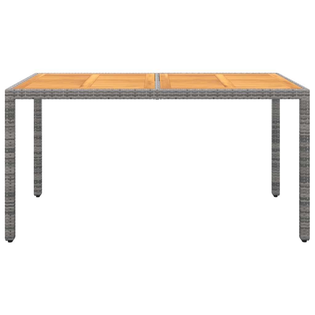Gartentisch 150x90x75 cm Akazienholz und Poly Rattan Grau