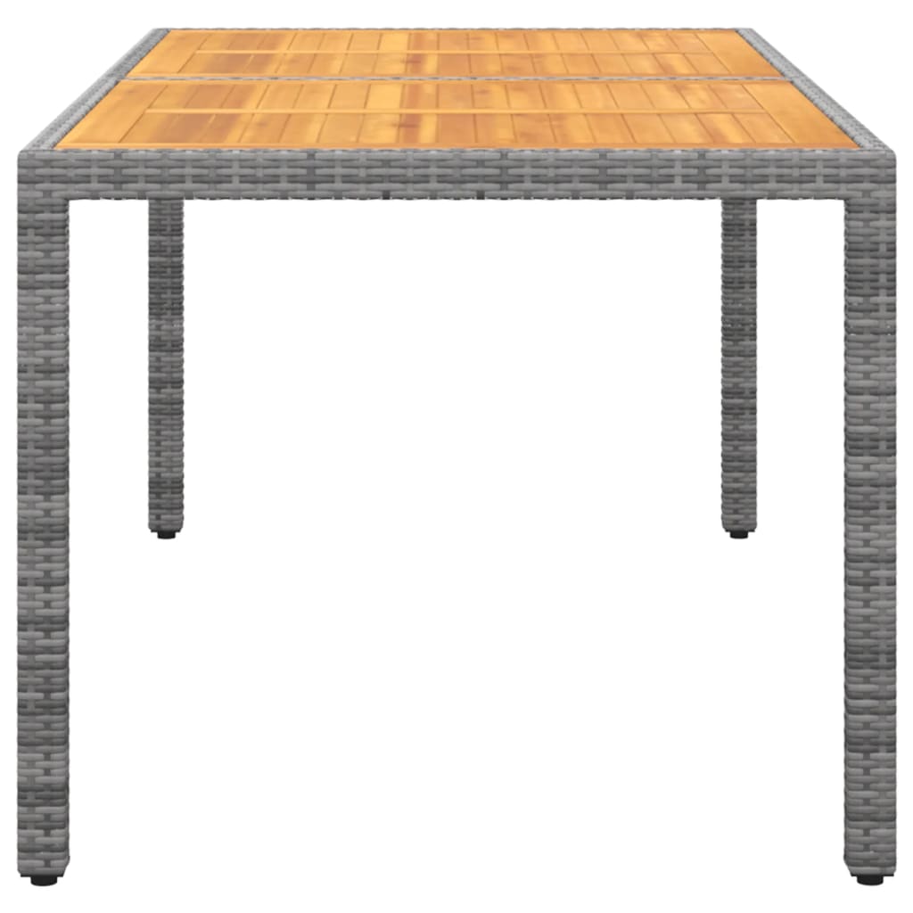 Gartentisch 150x90x75 cm Akazienholz und Poly Rattan Grau