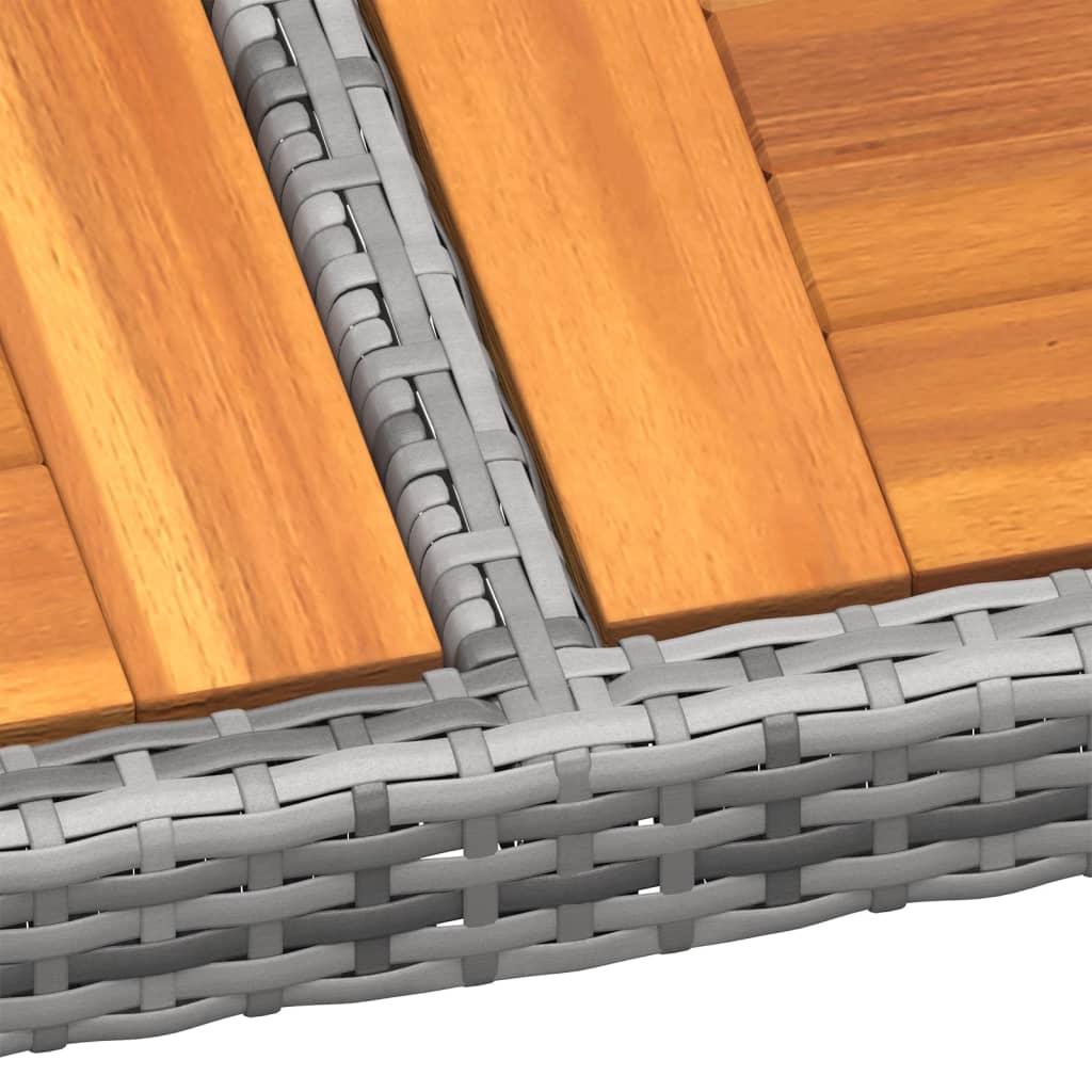 Gartentisch 150x90x75 cm Akazienholz und Poly Rattan Grau