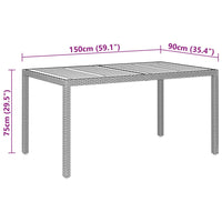 Thumbnail for Gartentisch 150x90x75 cm Akazienholz und Poly Rattan Grau