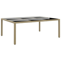 Thumbnail for Gartentisch 200x150x75 cm Hartglas und Poly Rattan Beige