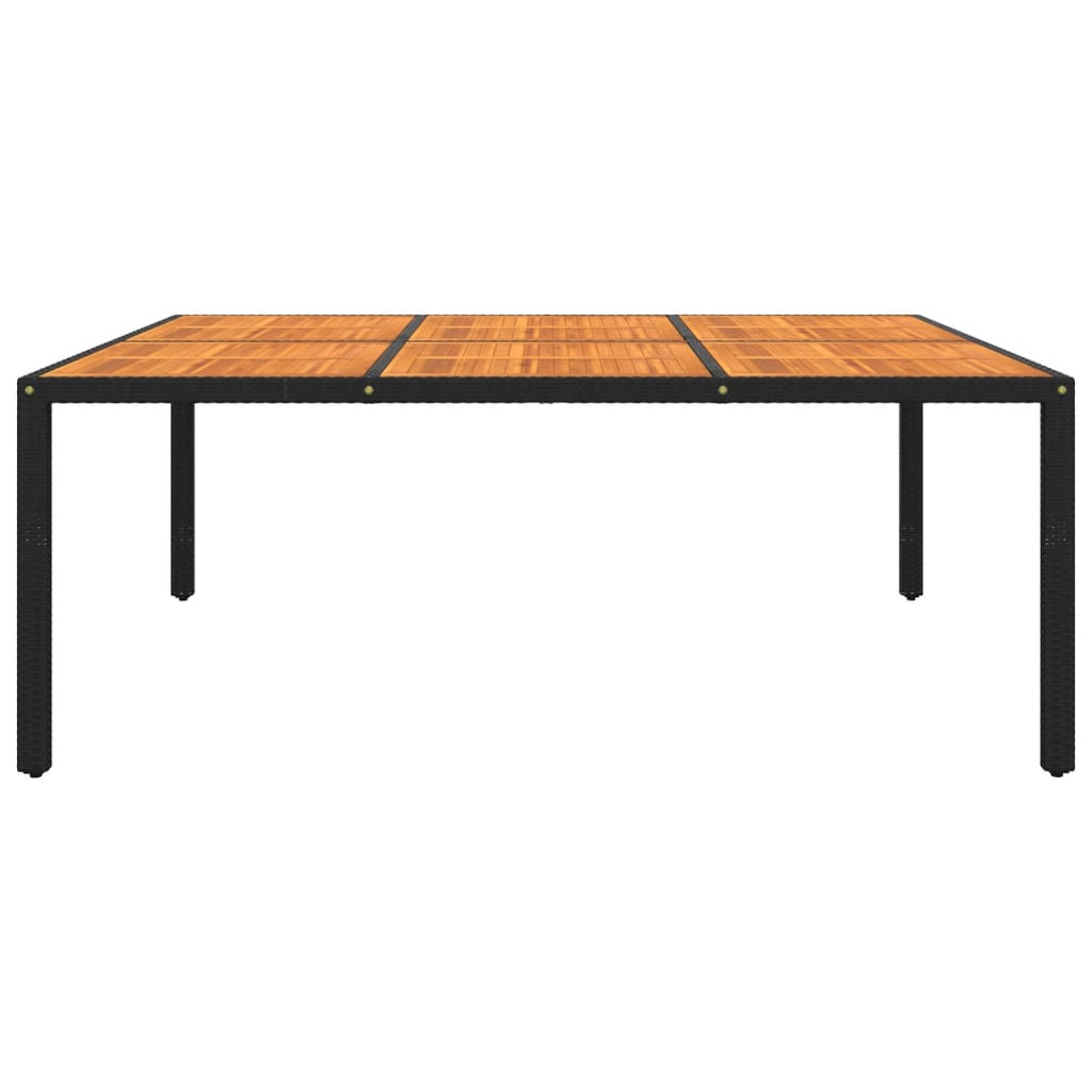 Gartentisch 200x150x75 cm Akazienholz und Poly Rattan Schwarz