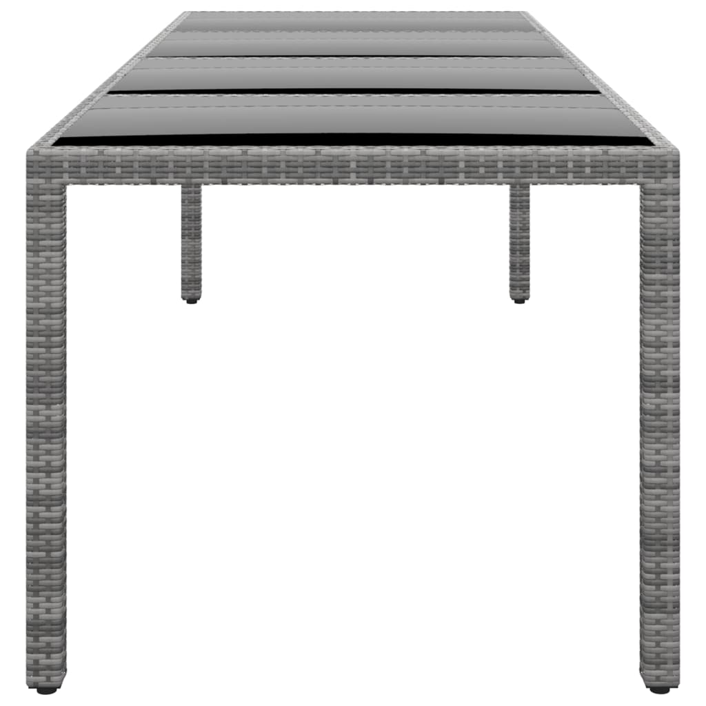 Gartentisch 250x100x75 cm Hartglas und Poly Rattan Grau